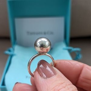 Tiffany and Co 8mm Silver Ball Hardware Ring, Size 6.5